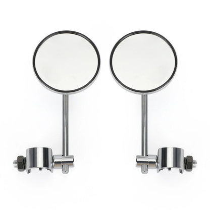 Universal 4" Chrome Round Mirror with Short Stem for Chopper/Scooter