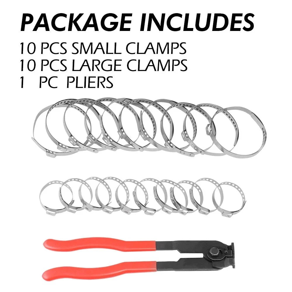 20pc Adjustable Crimp Clamps for Axle CV Boot Joints with Tool