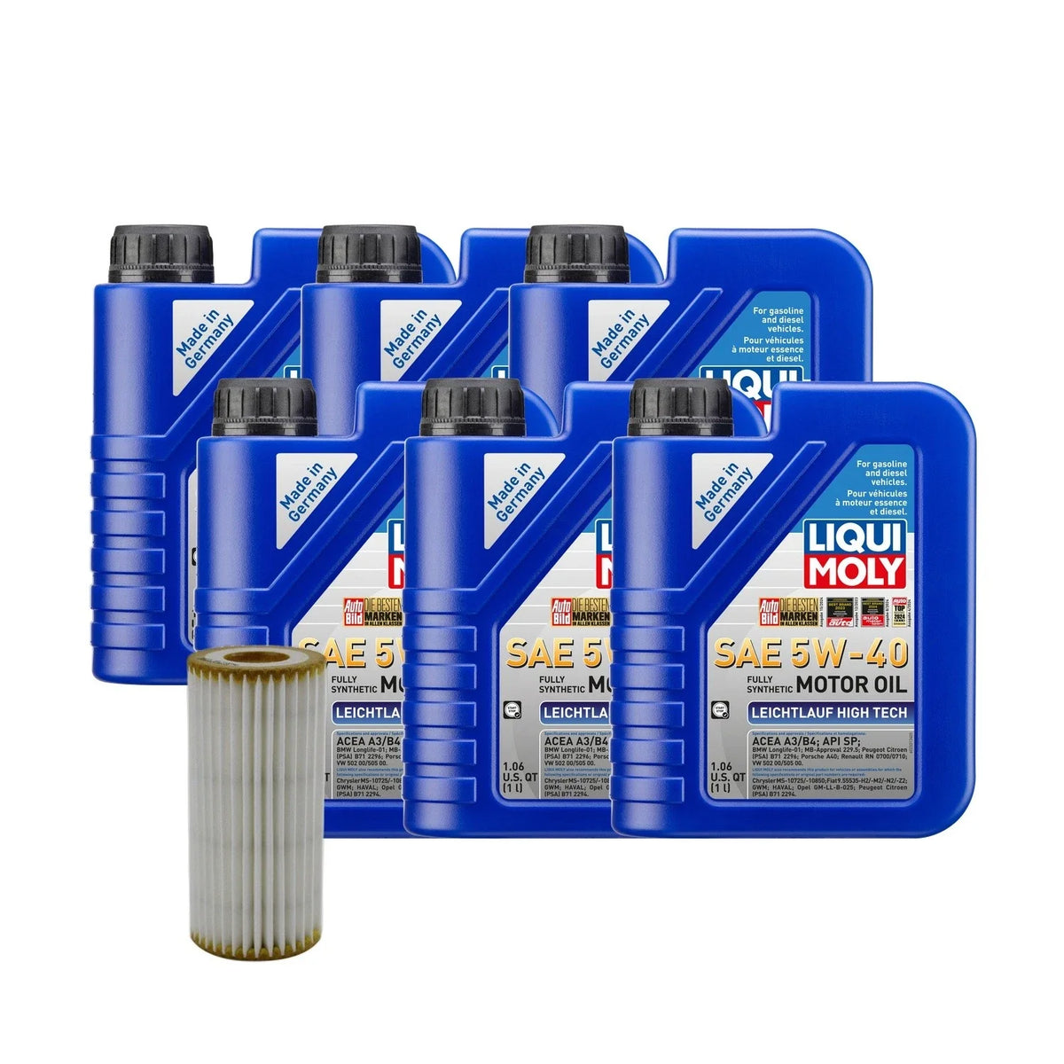 5W-40 High Tech Oil Change Kit 6L by Liqui Moly for Audi L4 2000-2023