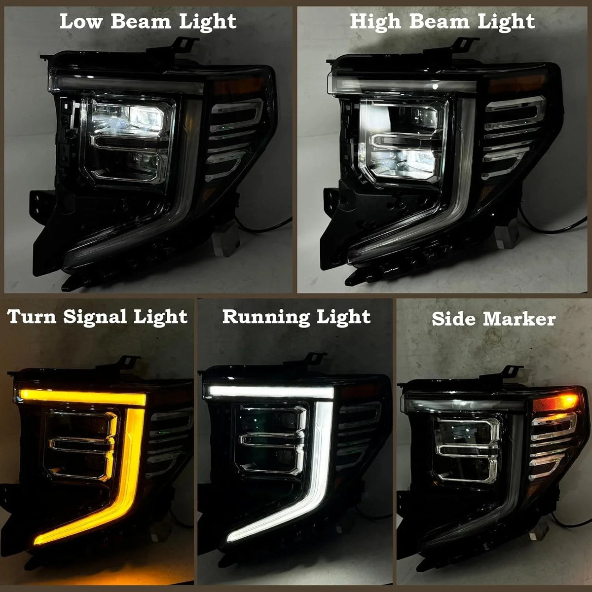 Pair of Full LED Headlights for GMC Sierra 1500 (2022-2025)