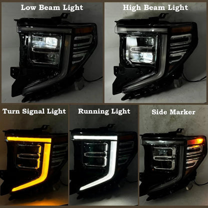 Pair of Full LED Headlights for GMC Sierra 1500 (2022-2025)