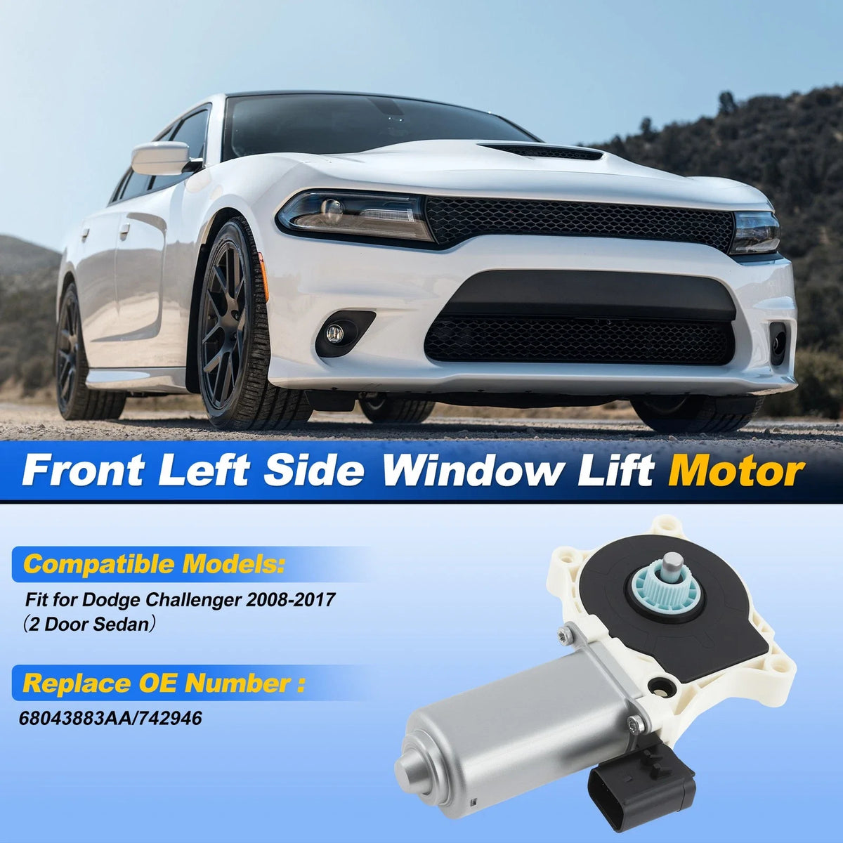 Front Left Power Window Motor 68043883AA for Dodge Challenger (2008–2017)