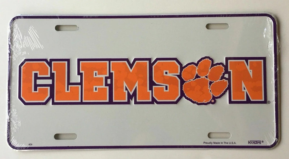Clemson University Tigers Paw Metal License Plate Tag 6 x 12