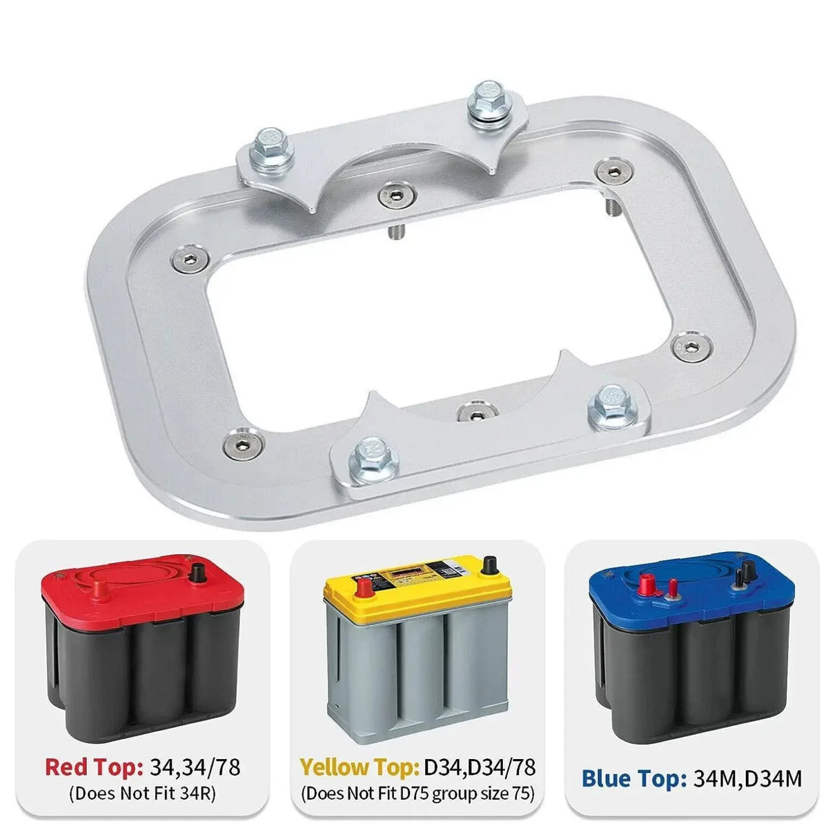 Optima 34/78 Aluminum Battery Relocation Hold Down Tray