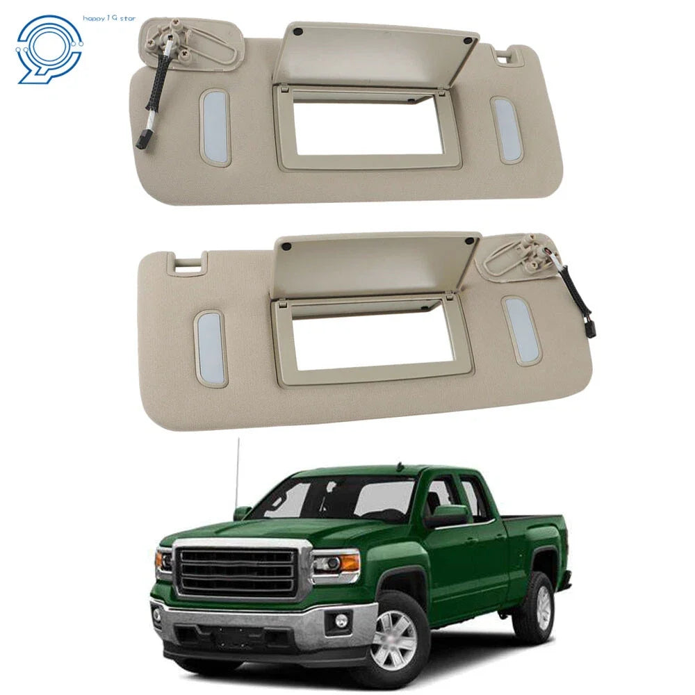 Set of 2 Gray Sun Visors for Silverado Sierra Tahoe Yukon (2007–2014)