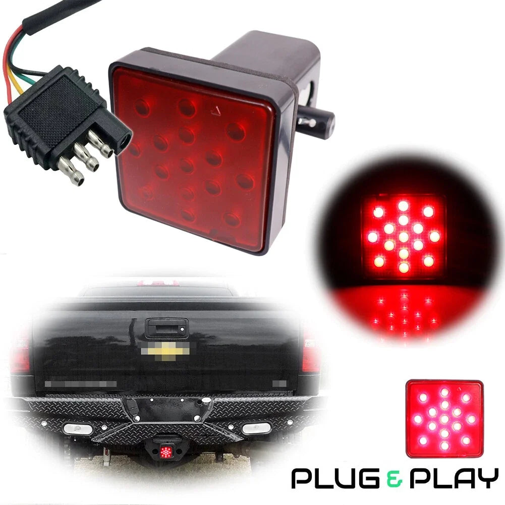 2" 4 Way Trailer Tow Hitch Cover Light with 15 LED Lights