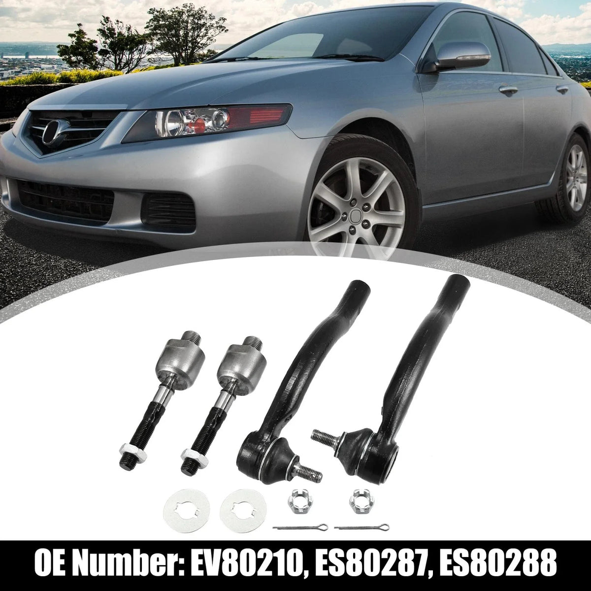 Front Inner Outer Tie Rod End Link Kit EV80210 for Honda Accord, Acura TSX (2003–2012)
