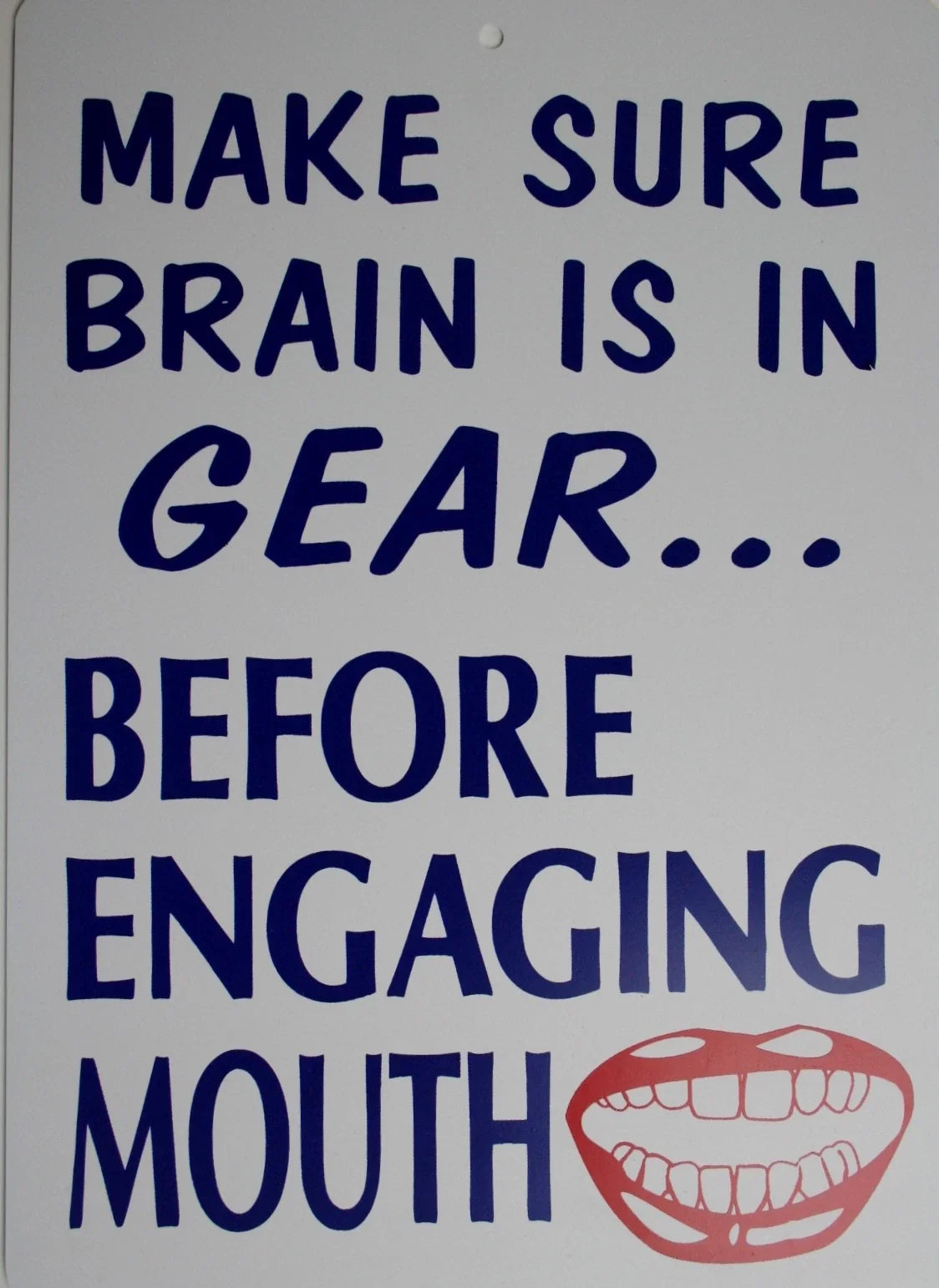 Funny Man Cave Sign - Make Sure Brain in Gear Before Engaging Mouth