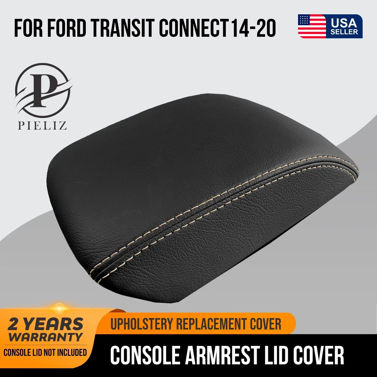 Console Armrest Cover for Ford Transit Connect (2014–2020) Beige Stitch