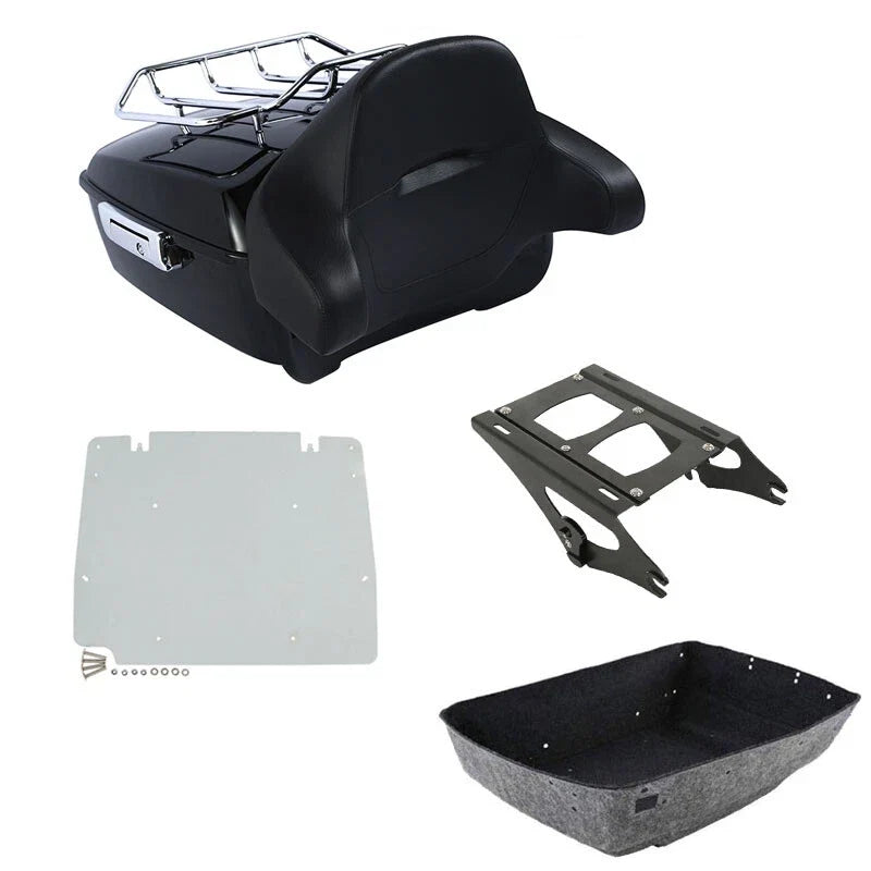 Rack Mount Plate Trunk Backrest Pad for Harley Glide 2014-2026