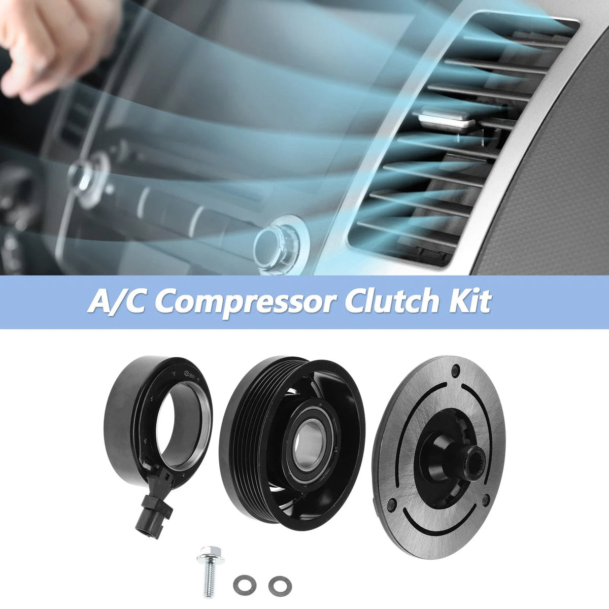 AC Compressor Clutch Kit Set for Ford E-150/E-250 4.6L FS18/FS20 12V 6 Groove