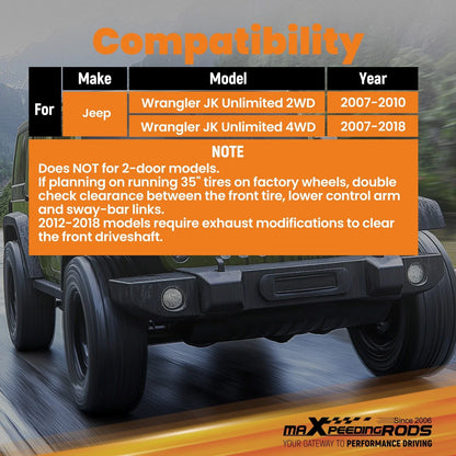 3.25" Lift Kit for Jeep Wrangler (2007-2018) w/ G1 Shock Absorber