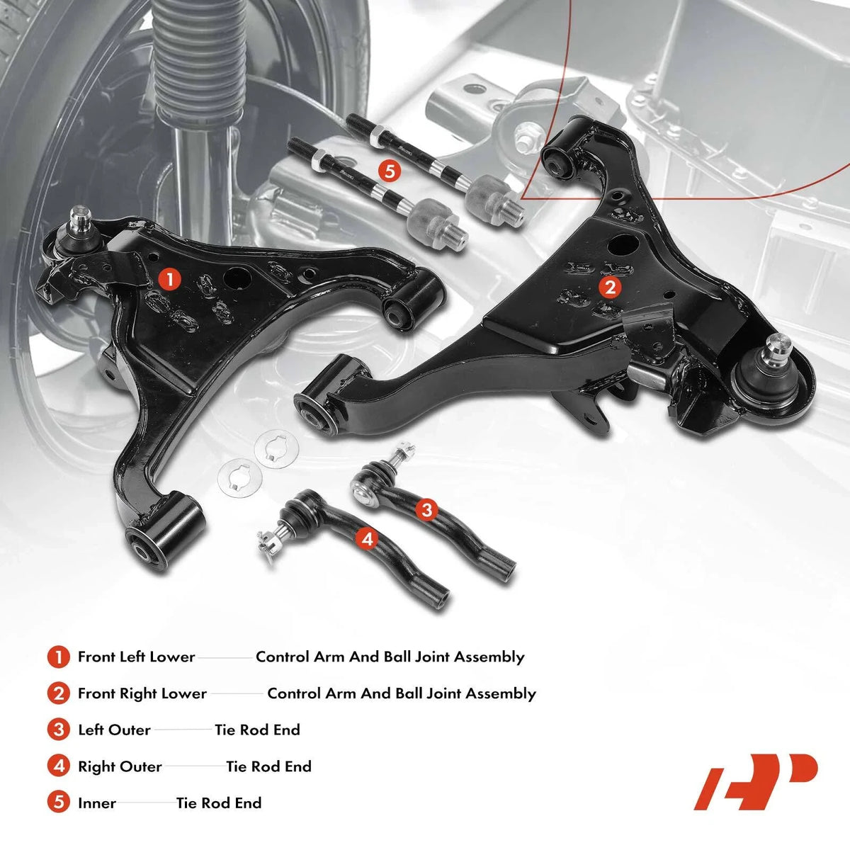 6X Front Ball Joints & Tie Rods for Nissan 1998-2023