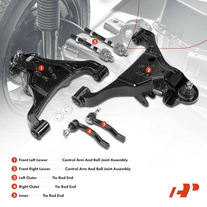 6X Front Ball Joints & Tie Rods for Nissan 1998-2023