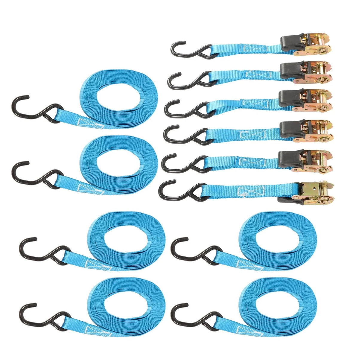20ft Ratchet Strap Set of 6, 1 Inch Wide, 1700LBS with Hooks