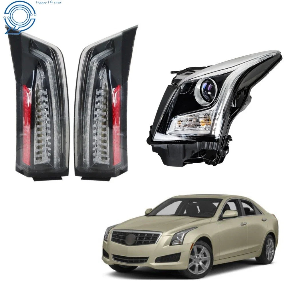 Set of 2 Halogen Headlight and LED Tail Lights for Cadillac ATS (2013–2018)